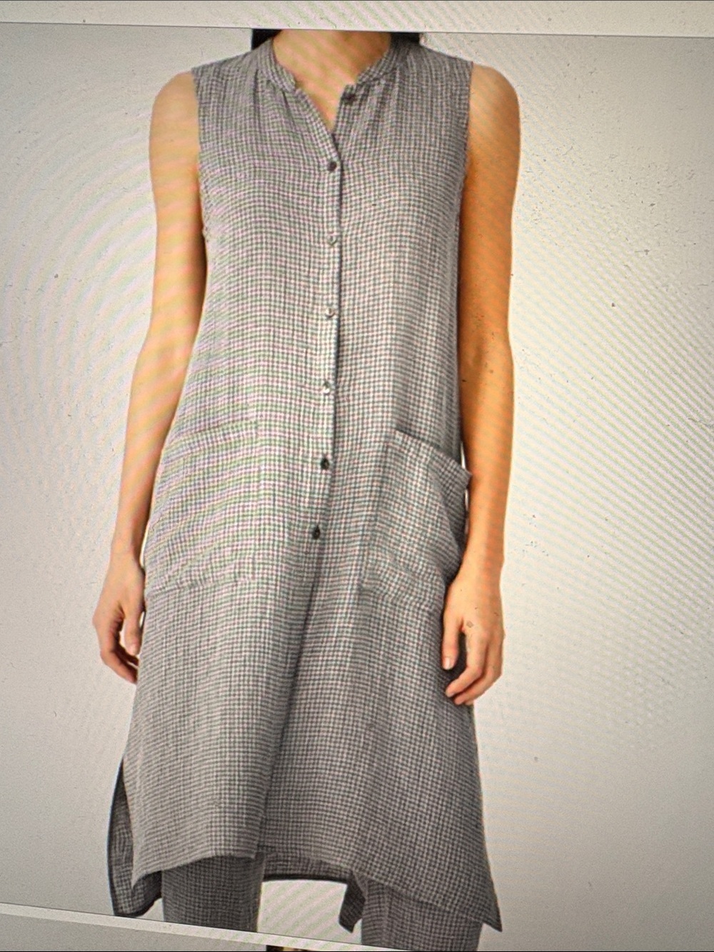 Eileen Fisher Puckered Organic Linen Long Shirt/Tunic XL